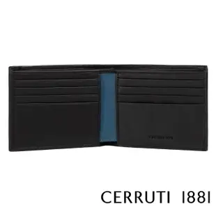 【Cerruti 1881】義大利頂級小牛皮8卡短夾皮夾 CEPU05431M(黑色 贈原廠送禮提袋)