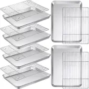 Stainless Steel Baking Pan with Cooling Rack Set Cookies Sheet Toaster Oven Tray