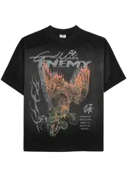 God Made Enemy Printed Cotton T-shirt - Black S
