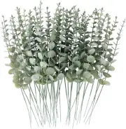 CEWOR 50pcs Artificial Eucalyptus Stems Fake 50 pcs, Grey Green