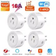 16A Tuya Smart US Plug Zigbee WiFi Socket With Power Monitoring Timer Function