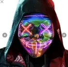DJ Glow Mask with 3 Light Modes LED Light up Purge Mask for Festival Cosp