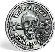 [RYUKENLM] Memento Mori Memento Vivere Coin Skull and Tree of Life Stoic for Reminder (1 Pcs)