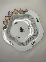 Herend Porcelain Pattern Open Weave Basket 5-7/8” Excellent