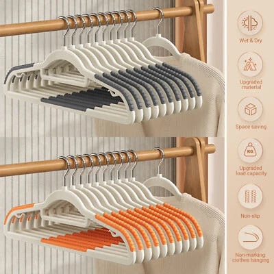 10-50 Pack Heavy Duty Plastic Hangers Non-Slip Clothes Hangers For Coats Pants