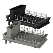 Kitchen Dish Drain Rack Storage Draining Shelf Plate Utensil Holder Countertop
