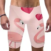 [VBFOFBV] Men's Printed Jammer Swimsuit Swim Shorts, Flamingo Tropical Palm Leaf Hawaii Flower Geometric Modern