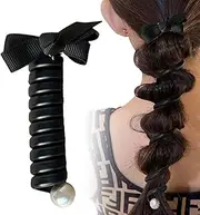 Telephone Cord Hair Ties | Bow-Tie Hair Rope Headband Ponytail Holders No Tangles - Hair Coil Ties Ponytail Holders, Coil Hair Ties Waterproof Elastic Stretchable Ponytail Straps For Women Girls Kids