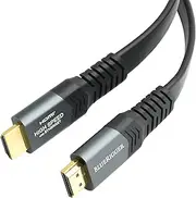[BlueRigger] 4K Flat HDMI Cable (20FT) - (4K 60Hz, Ultra HD, 18Gbps High Speed, HDR 10+, Wall Mount Slim HDMI Cord, eARC, Dolby Vision & Atmos) - Compatible with HDTV, Monitor, PS5, Xbox, Blu-ray