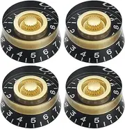 bairong 4Pcs Volume Tone Speed Control Knobs for LP Style Bass Electric Guitar Parts, Transparent Golden