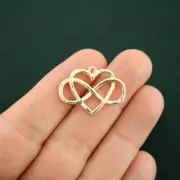 4 Infinity Heart Charms Gold Tone Forever Love - GC1229