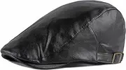 [HAMKVBPR] Men's Beret Hats PU Hat Beret Men's Forward Cap Models Duck Tongue Leather Cap Mens Hat Flat Cap