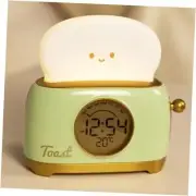 Alarm Clock for Kids, Cute Toast Night Light Alarm Clocks for Bedrooms, Green