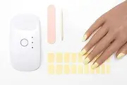 SEMI Cured Gel Wrap Kit =140 Nail Wraps / 7X Colours / +LED Lamp + LED Top Coat/inclues Nail File & Cuticle Stick