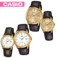 在飛比找momo購物網優惠-【CASIO 卡西歐】送禮首選-貴氣時尚皮革情侶對錶款(MT