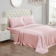 Juicy Couture King Size Silk Satin Bed Sheet Set, Deep Pocket Silky Satin Kin...