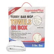 New White Terry Bar Mop Towels for Cleaning - 14x17 inch - 5 lbs. Compressed Box
