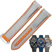 [BANDKIT] 20mm 22mm Watch Bracelet For Omega 300 SEAMASTER 600 PLANET OCEAN Folding Buckle Silicone Nylon Strap Watch Accessories Watch Band