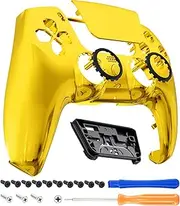 eXtremeRate Luna Redesigned Front Shell Touchpad Compatible with ps5 Controller BDM-010 BDM-020 BDM-030 BDM-040 BDM-050, Chrome Gold Replacement Custom Touch Pad Cover Compatible with ps5 Controller