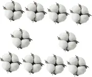 TOGEVAL DIY Christmas Tree Ornaments 10pcs Cotton Ball Adornments Baubles Ribbon Wall and Home Decor