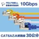 POLYWELL CAT6A 高速乙太網路線 S/FTP 10Gbps 0.3M