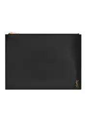 Saint Laurent Tiny Monogram Zippered Document Holder in Shiny Leather
