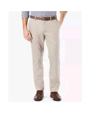 Dockers Pants Mens 33x30 Beige Signature Flex Comfort Lux Cotton Shirt Gripper