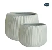 ZAGG LOW PLANTERS SET OF TWO WHITE By Florabelle Living
