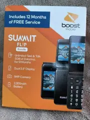 Summit Flip 2.8'' 4GB RAM 4G 12 Month Service Included Boost Mobile Flip Phones