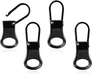 4pcs Zipper Pull Replacement, Detachable Zipper Tab Zipper Pullers Repair Handle Metal Pull Cord Extender Zipper Head Mend Fixer for Clothing Backpack Jackets Pants Boots Luggage (Black)