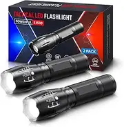 Tactical Flashlights 2 Pack, Zoomable Bright LED Torch High Lumens with 5 Modes, Waterproof Small Torch Light for Camping Essential, Camping Emergency Hiking Torch Flashlight