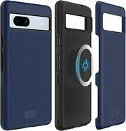 TUDIA MergeGrip Designed for Google Pixel 7a Case 2023, [MagSafe Compatible] Military Grade Slim Dual Layer Raised Edge Non-Slip Magnetic [Built-in Magnet] Phone Case (Indigo Blue)