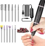 TOMICCA Professional Electric Nail Drill Kit, 20000 RPM USB Electric Nail File Machine with 12 Pcs Changeable Nail Drill Bits for Starter and Salon Use
