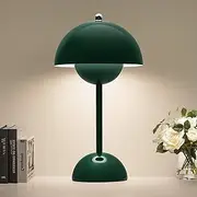 ZOOPEEN Modern Flowerpot Cordless Table Lamp,5200mAh Rechargeable Battery Operated Mushroom Light,3 Color Stepless Dimmable,Portable Bedside LED Desk Lamp,Perfect for Bedroom/Restaurant(Dark Green)