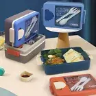 1100ml Food Storage Box with Fork Spoon Retain Freshness School Students Bento