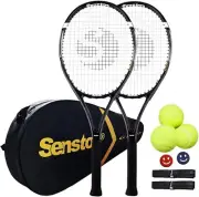 Complete Adult 27 Inch Tennis Racket Set - 2 Rackets & Accessories for Beginners