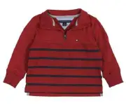 Tommy Hilfiger Boys' Quarter-Zip Striped Pullover Cotton-Polyester Red size L