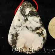 Perfect! Natural Amazonite Carved Bear Pendant Bead 49x37x10mm