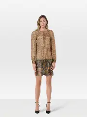 Silk Abstract Pattern Sheer Dress