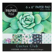 The Paper Mill Cactus Club 6 x 6 Inch Paper Pad 30 Sheets