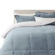 Tide Pool Blue Ultra Soft Sherpa Comforter Bed Set