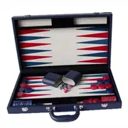 Dal Rossi Blue Leather 18'' Backgammon Set
