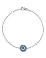 Bloomingdale's Fine Collection Blue Sapphire & Black & White Diamond Evil Eye Bracelet in 14K White Gold