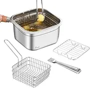 Outdoor Cookware - 2500ml 316 Stainless Steel Backpacking Cookware - Deep Fryer Pot, Camping Equipment, Pots and Pans Set for Camping Hiking Picnic
