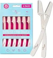 SoloVegan 6PK Foldable Facial Razors for Women - Eco-friendly Portable Face Razor for Smooth, Peach Fuzz, Eyebrow Shaping