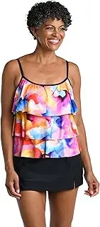 Maxine of Hollywood Women's 3-Tiered Ruffle Tankini Swimsuit Top