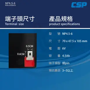 YUASA NP4.5-6 (20顆/箱)鉛酸電池6V4.5Ah~電動玩具車電池 兒童電動車電池 電子秤電池 緊急照明燈