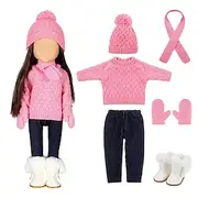 Christmas 18 Inch Doll Clothes and Accessories Winter Doll Outfits Set Sweaters Trousers Hats Shoes for 18 Inch Doll Gifts(WITHOUT DOLL)