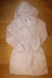 NWT UGG Women's Miranda Plush Velour Hooded Robe Pink L $130