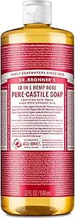 Dr. Bronner’s Pure Castile Liquid Soap 946ml, Original Formula, Versatile 18in1 Uses, Organic Castile Liquid Soap Gentle & Ideal for Body, Face, Hair, Dishes, Laundry & Pets, Non-GMO - Rose